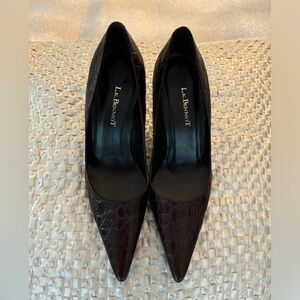 New with Box. LK Bennett Brown Leather Croc Effect Pumps EU39